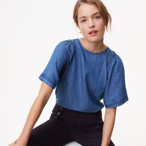 LOFT Chambray Drama Queen Tunic Top Size Small